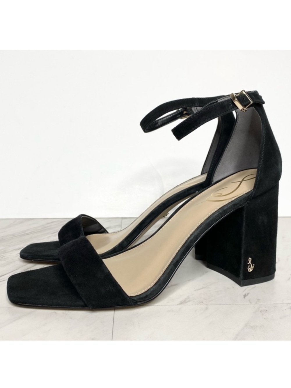 New! Sam Edelman Daniella Black Suede Heeled Sandal 8 1/2 M
